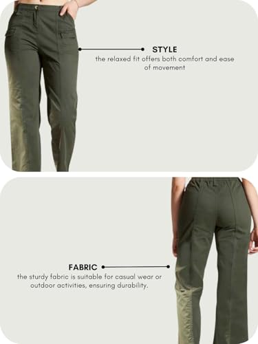 Image of GRECIILOOKS Cargo Pants For Woman | Trousers For Womans |High Waist Cotton Trouser for Women - Flared Parachute Pants with Side Pockets |Womens Cargo Pant | Elegant for College & Events (Available in Plus Size)