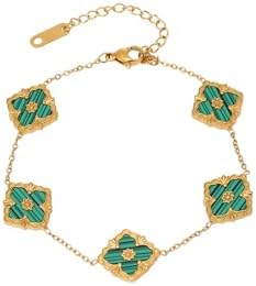 18K Gold Plated Clover Bracelet Gold Lucky Link Bracelet Cute Bla...