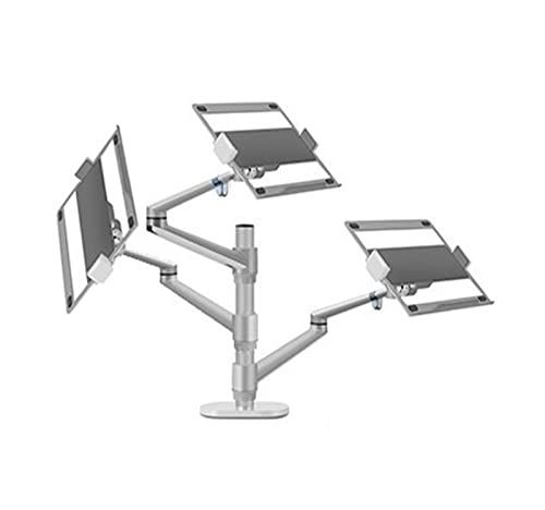 Brazo monitor triple de escritorio y soporte para portátil de aluminio en plata