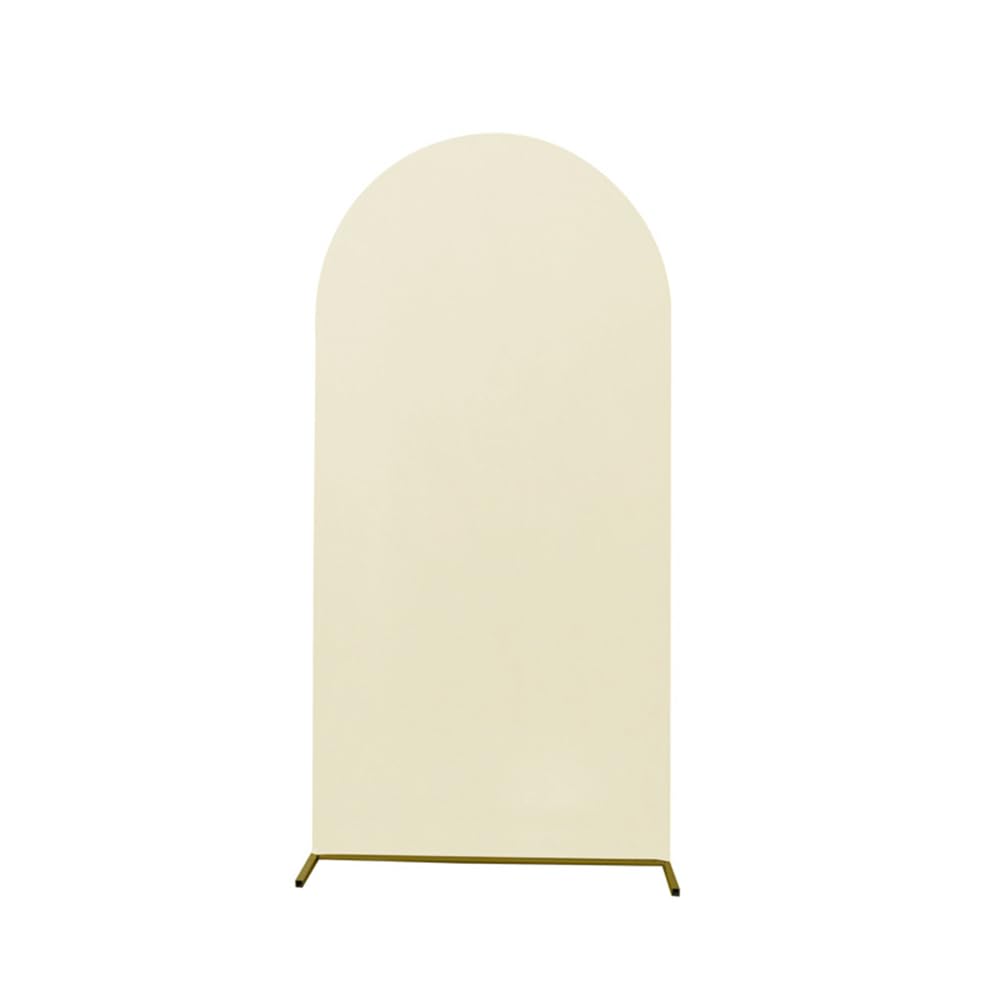 Odot Arch Backdrop Cover Round Top for Wedding, Birthday Party, Garden Decoration - Elegant Romantic Spandex Stand - 12 Colors (6ft/180x80cm, Beige)