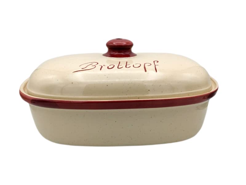 Keramik Brottopf L 34 x 22 x 17 cm (beige/weinrot)