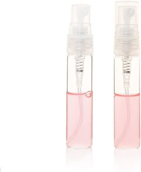 Miniatura 4 de Paquete de 25 recipientes de botella de vidrio con atomizador de botella marrón Protable, pulverizador negro, tapa transparente, muestra de perfume,