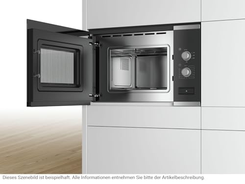 Bosch BFL520MS0 Einbau-Mikrowelle, Kombigerät, 20 l, 800 W, Schwarz, Edelstahl Noir, Acier Inoxydable