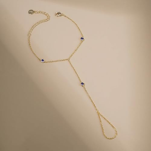 Image of Long tiantian Hand Chain Bracelet Gold Link Finger Ring Slave Bracelet