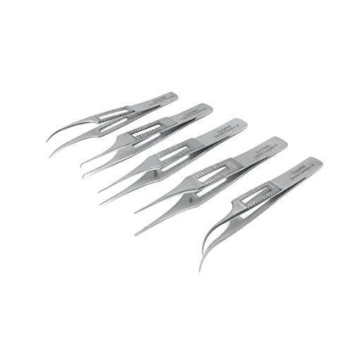 Hoskin Micro Eye Forceps Set of 5, Tissue Dressing Dissecting Lab Instruments