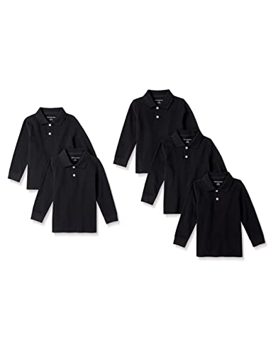 Image of Amazon Essentials Boys and Toddlers' Long-Sleeve Pique Polo Shirts for School Uniform, Multipacks