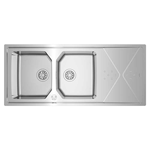Fregadero Teka Brooklyn 80 MX de dos cubetas en acero inoxidable reversible 2