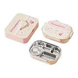 BUBEFSKD Recipiente Bentos apto para microondas, diseño de dibujos animados, con compartimentos, doble aislamiento, para actividades al aire libre, fiambrera a prueba de fugas con compartimentos