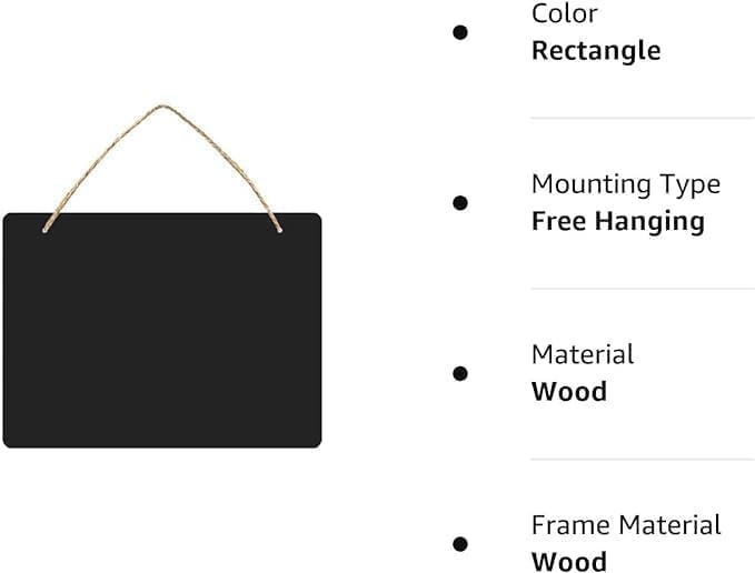 4 Pack Hanging Chalkboard Signs, 9.84x8 inch Double Sided Acrylic Black Chalkboards with Jute Rope for Home, Party, Store, Office, Garden (4pcs) - Image 2