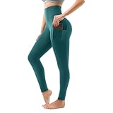 SINOPHANT High Waisted Leggings with Pockets Women, Full Length Capri Buttery Soft Stretchy Yoga Pants(Full Teal,L-XL)