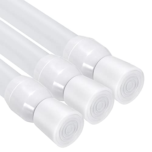 GGXL-KY 3 Pack Spring Tension Curtain Rods White Ajustable 41-71inchs, 0.6inch Diameter, Extension Spring Closet Rods for Bathroom, Windows, Wardrobe, Shoe Cabinet, Kitchen Cupboard (WHITE)
