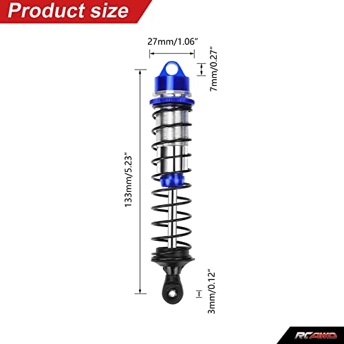 Rcawd Shock Absorber For Maxx 1/10 Upgrades, Front Rear Rc Shocks Damper With Spring Adjustable Aluminum Parts For # 89086-4,# 89076-4, 8961 Blue #TOP2