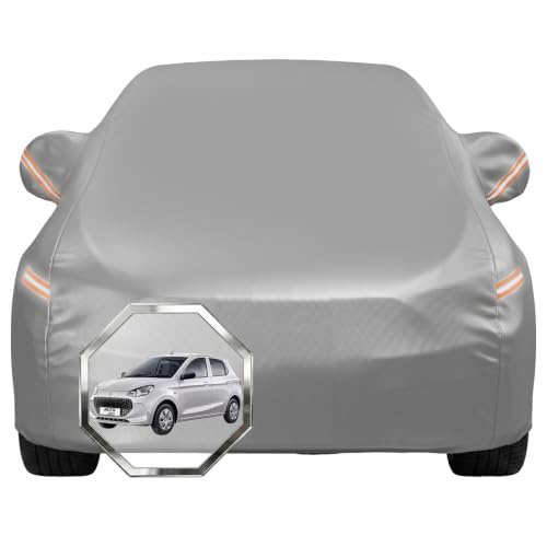 Image of Pivalo Car Cover for Maruti Suzuki Alto K10 All Model & Years with Mirror Pocket 100% Waterproof Triple Stitched Bottom Elastic Dust, Heat & UV Resistant Full Body Protection (Grey with Highlighter)