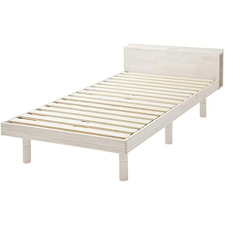 Amazon 宮付きすのこベッド コンセント付き 棚付き 宮付き 北欧 ベット すのこベッド 木製 ワンルーム ベッドフレーム シンプル スノコ すのこ ホワイト シングル ベッドフレーム オンライン通販