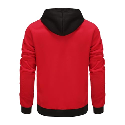 Mens Fall Winter Hoodies Trendy Patchwork Pullover Fleece Color Block Long Sleeve Sweatshirts Casual Tops with Pocket4