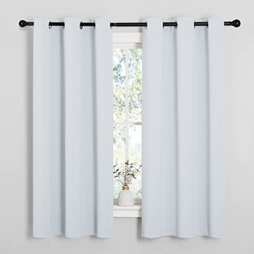 NICETOWN Window Treatment Thermal Insulated Grommet Room Darkening Curtains Drapes for Bedroom(2 Panels,42 by 63,Platinum-Greyish White)