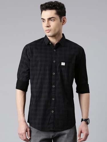 Image of Majestic Man Men's Comfort Slim Fit Pure Cotton Opaque Checked Casual Shirt