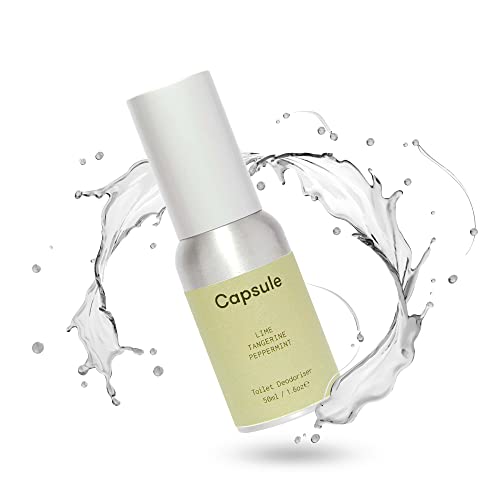 Capsule - Air Freshener Spray for Before and After Toilet Use Potent Air Freshener for Home and Office Bathroom In a Portable Toilet Spray Bottle (Lime Tangerine and Peppermint Scent 50ml)