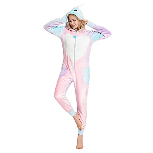 Ultra Plush Rainbow Narwhal Onesie Riot Adult Animal Cosplay Costume Pajamas (Medium (5ft 5in))