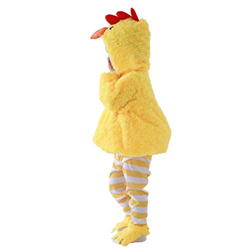 Funivals Chicken Costume For Kids, Easter Plush Stripes Chicken, Small 4-Pcs, Yellow (L(For Height 45"-50")) #TOP3