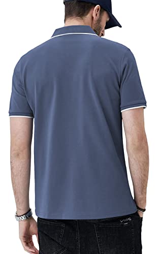 Aiyino Camisa polo masculina gola V slim fit manga curta algodão golfe malha canelada camisetas maci