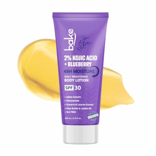 BAKE 2% Kojic Acid Brightening Body Lotion (200 ml) with Niacinamide & SPF 30 PA+++ for Pigmentation & Tan Removal | For Dark Spots & Sun Protection | De-Tan Body Lotion | Tanned & Pigmented Skin | For Women & Men 2