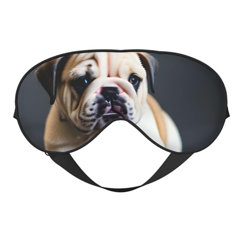 Mascherina per gli occhi con stampa di cucciolo di bulldog, morbida copertura oscurante per gli occhi per donne e uomini per tutta la notte di sonno, da viaggio