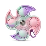 3-in-1 Pop It Fidget Spinner Keychain Colorful pastel sensory keychain Toy for Anxiety Relief & Focus| Perfect Birthday Gifts for Kids, Adults & Teens Best Friends (ocean blue &purple)