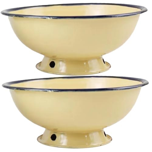 SMASOLO 2 piezas Cuencos Esmaltados Estilo Retro para Sopa y Arroz Cuencos de Esmalte Antiguo Resistentes para Cocina y Comedor Doméstico
