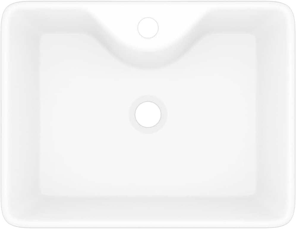 vidaXL Ceramic Bathroom Sink Basin with Faucet Hole White Square