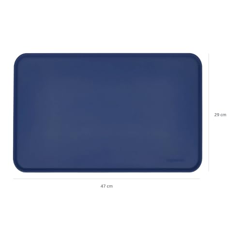 Amazon Basics Wasserabweisende Napfunterlage aus Silikon, Unterlage für Haustierfutter, 47 x 29 cm, Blau, Einzelbett
