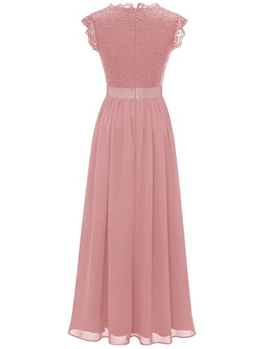 Image of Dressystar Women's V Neck Sleeveless Lace Bridesmaid Dress Wedding Party Gown