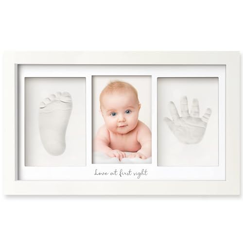 Image of Baby Hand and Footprint Kit - Baby Footprint Kit, Newborn Keepsake Frame, Baby Handprint Kit, Personalized Baby Gifts, Nursery Decor, Baby Shower Gifts for Girls Boys (Alpine White)