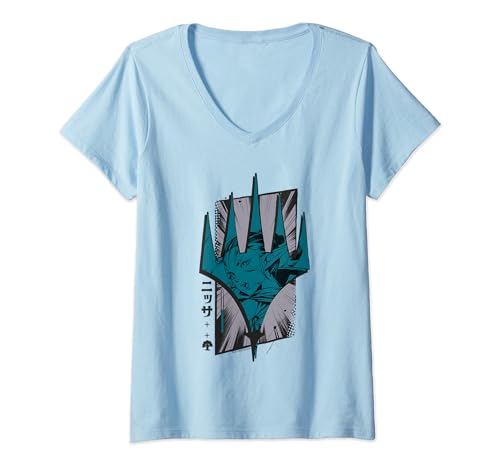 Mujer Magic: The Gathering Iconic Symbol Nissa Revane Manga Logo Camiseta Cuello V