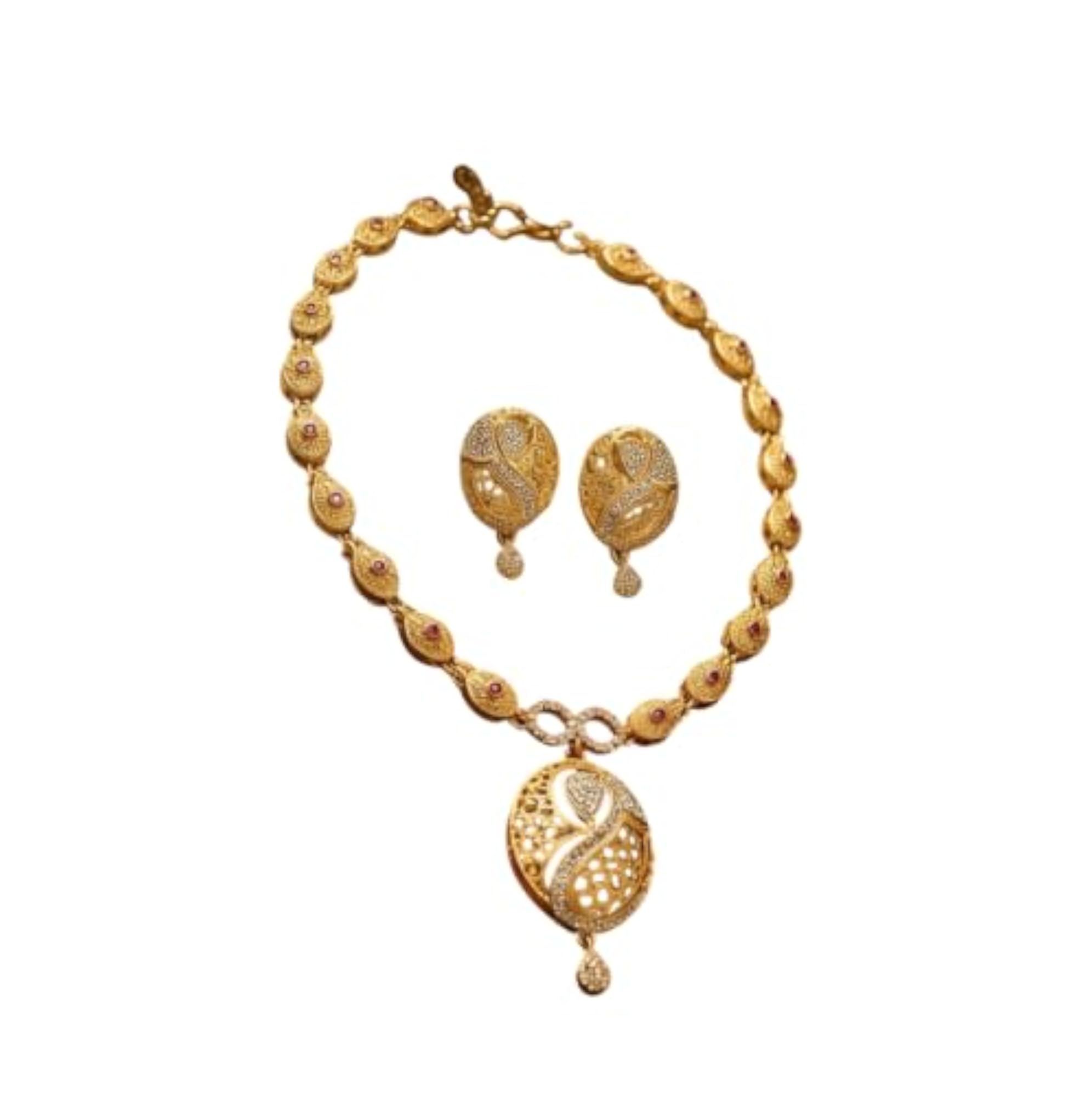 Women's Oval Filigree Goldenen Set, Intricate Design