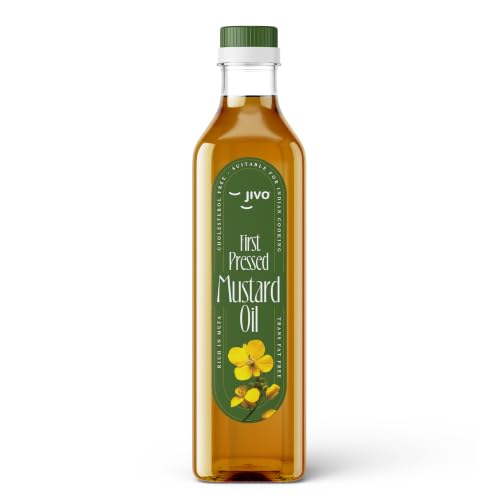 Image of Jivo First Pressed Mustard Oil 1 Litre | Vitamin A and D Fortified | MUFA-Rich with Balanced Omega 3 and 6 |Cholesterol and Trans Fat Free Oil| Ideal for Frying, Pickling, Sauteing, Baking, and More