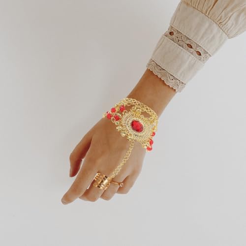 Accesorios de danza del vientre: collar con monedas y pulsera ajustable boho 6