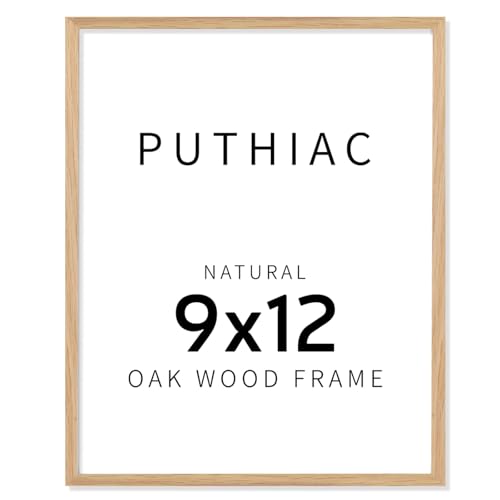 9x12 Oak Wood Picture Frams - Minimalist 9x12 Oak Wood Frames, 9"x12" Picture Frame Wood, Natural Solid Wooden Picture Frames for Wall Art Photo and Prints(1 Pack, Beige)