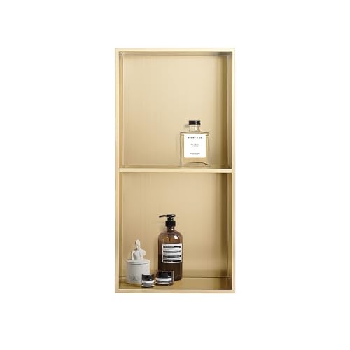 MHJKHG Shower Niche Brushed Double Shelf Shower Caddy 304 Stainless Steel Shower Niche Recessed Bathroom Organizer Accessories Shelf