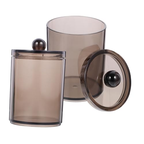 iplusmile 2 piezas Contenedor de Almacenamiento para Bastoncillos de Algodón y Almohadillas de Frascos de Transparente Negro con Tapa Organizador Multipropósito para Baño y Tocador