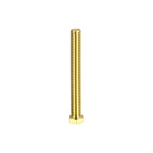 Image of uxcell Brass Hex Bolts, 3 /8-16x3-1 /2 1pcs Fully Thread Grade 4.8 Solid Brass Hexagon Head Bolt Machine Screws for Machinery