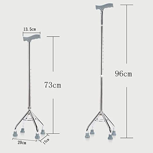 Regulowana laska antypoślizgowa z dużą podstawą z 4 nóżkami – lekkie aluminiowe wsparcie dla mężczyzn i kobiet, idealna dla osób starszych i pacjentów z zapaleniem stawów