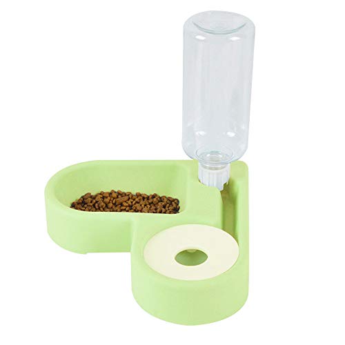 Luck DawnDog Cat Double Bowls, Pet Food and Water Feeder Bowls with Automatic Water Bottle No-Spill Resin Station for Cat Small Dog Puppy Kitten Rabbit (Green)