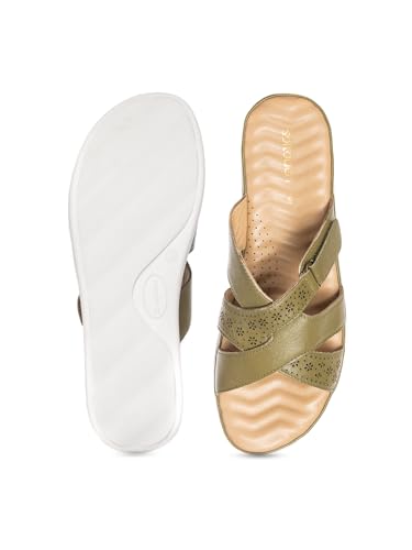 Image of Khadim's Softouch Leather Platform Heel Slip On Sandal for Women | 1.5 Inch Low Heel | Suitable for Daily Use