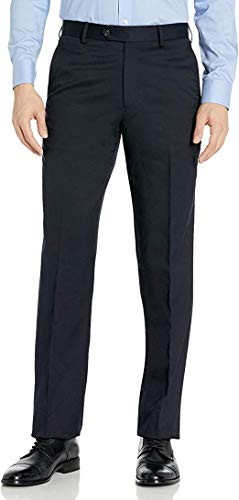 Palm Beach Men's Sam Flat Front Solid Navy Dress Pants, 44W Regular