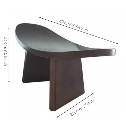 Taburete de meditación de madera robusta con acabado nogal 4