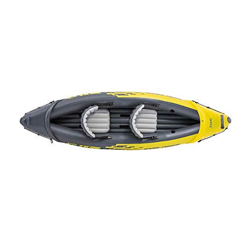 Intex Explorer K2 Yellow 2 Person Inflatable Kayak with Aluminum Oars & Air Pump by Intex - Used condition - Image 3