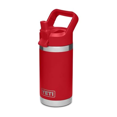 YETI Rambler Jr. 12 oz Kids Bottle, with Straw Cap, Rescue Red Cover