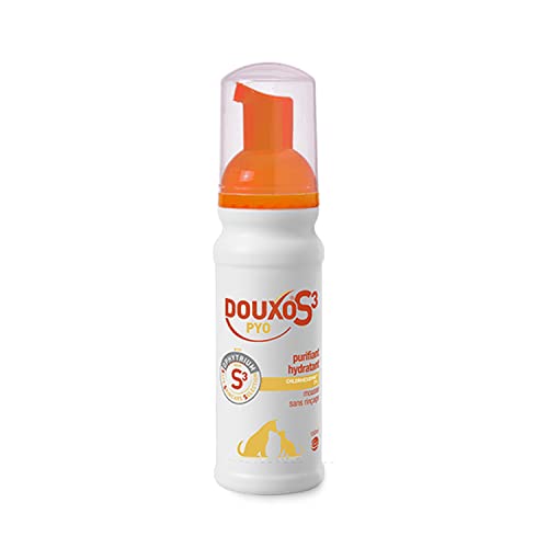 DOUXO S3 PYO Mousse, Soin désinfectant et apaisant sans rinçage pour Chiens avec des irritations, des Boutons ou des croûtes, 150ml