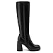 Athlefit Black Knee High Boots for Women Platform Chunky High Heel Tall Boots Square Toe Fashion Dress Long Heeled Booties Size 7